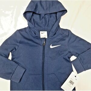 Nike Baby Navy Long Sleeve Hooded Swoosh Romper One-piece 24 Months New Blue